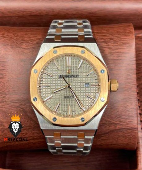 ساعت مچی مردانه اودمار پیگه تک موتوره باتری دورنگ صفحه سفید Audemars Piguet Royal 4412