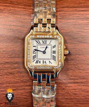 ساعت مچی زنانه کارتیر پنتر رزگلد قاب نگین CARTIER PANTHRE 2531