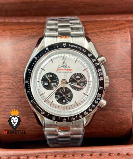 ساعت مچی مردانه امگا اسپید مستر استیل صفحه سفید OMEGA Speedmaster 604