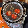 ساعت مچی مردانه امگا اسپید مستر استیل صفحه مشکی OMEGA Speedmaster 604