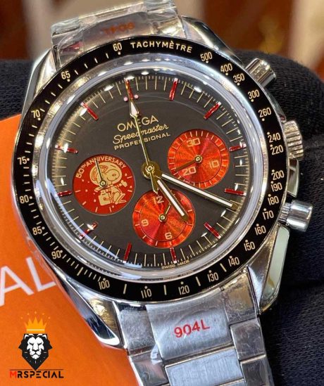 ساعت مچی مردانه امگا اسپید مستر استیل صفحه مشکی OMEGA Speedmaster 604