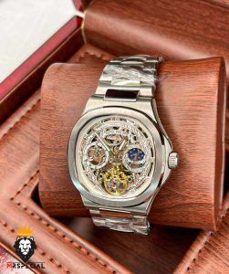 ساعت مچی مردانه پتک فیلیپ ناتیلوس استیل صفحه اسکلتون لاکچری Patek Philippe nautilus 9661