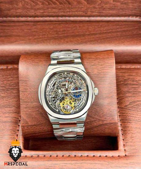 ساعت مچی مردانه پتک فیلیپ ناتیلوس استیل صفحه اسکلتون اتوماتیک Patek Philippe nautilus 0045