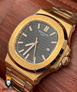 ساعت مچی مردانه پتک فیلیپ ناتیلوس رزگلد صفحه مشکی Patek Philippe nuatilos 9652