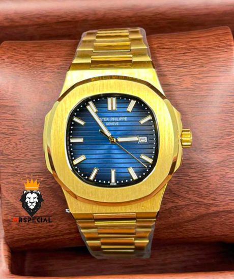 ساعت مچی مردانه پتک فیلیپ ناتیلوس طلایی صفحه آبی Patek Philippe nuatilos 9652