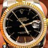 ساعت مچی مردانه رولکس مدل دیت جاست دو رنگ طلایی صفحه مشکی Rolex Datejust