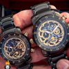 ساعت مچی ست زنانه و مردانه بولگاری کرنوگراف مشکی BVLGARI 0901