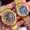 ساعت مچی ست زنانه و مردانه بولگاری کرنوگراف طلایی BVLGARI 0900