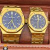 ساعت مچی ست اودمار پیگه تک موتوره طلایی صفحه ابی 2215 AUDEMARS PIGUET ROYAL