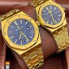 ساعت مچی ست اودمار پیگه تک موتوره طلایی صفحه ابی 2215 AUDEMARS PIGUET ROYAL