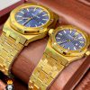 ساعت مچی ست اودمار پیگه تک موتوره طلایی صفحه ابی 2215 AUDEMARS PIGUET ROYAL