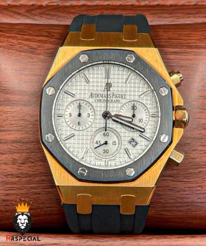 ساعت مچی مردانه اودمار پیگه کرنوگراف رابر صفحه طوسی AUDEMARS PIGUET ROYAL 4518