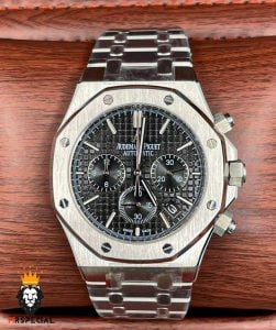 ساعت مچی مردانه اودمار پیگه کرنوگراف استیل صفحه مشکی AUDEMARS PIGUET ROYAL 4416