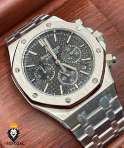 ساعت مچی مردانه اودمار پیگه کرنوگراف استیل صفحه مشکی AUDEMARS PIGUET ROYAL 4416