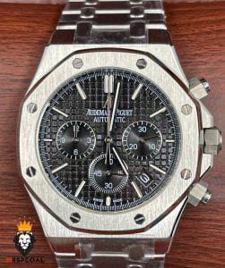 ساعت مچی مردانه اودمار پیگه کرنوگراف استیل صفحه مشکی AUDEMARS PIGUET ROYAL 4416