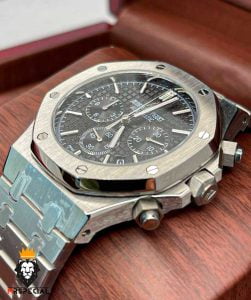 ساعت مچی مردانه اودمار پیگه کرنوگراف استیل صفحه مشکی AUDEMARS PIGUET ROYAL 4416