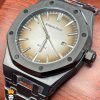 ساعت مچی مردانه اودمار پیگه استیل مشکی صفحه طوسی AUDEMARS PIGUET ROYAL 4485