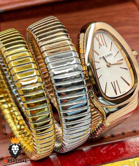 ساعت مچی زنانه بولگاری ماری دستبندی 3 دور3رنگ BVLGARI SERPENTI TUBOGAS 2346