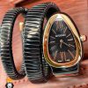 ساعت مچی زنانه بولگاری ماری دستبندی 3 دور مشکی رزگلد BVLGARI SERPENTI TUBOGAS 2343