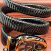 ساعت مچی زنانه بولگاری ماری دستبندی 3 دور مشکی رزگلد BVLGARI SERPENTI TUBOGAS 2343
