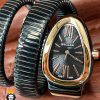 ساعت مچی زنانه بولگاری ماری دستبندی 3 دور مشکی رزگلد BVLGARI SERPENTI TUBOGAS 2343