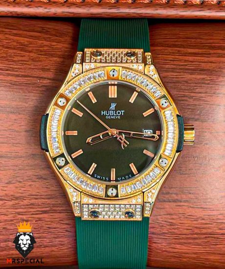 ساعت مچی زنانه هابلوت کوارتز قاب نگین رزگلد 2254 HUBLOT BIG BANG