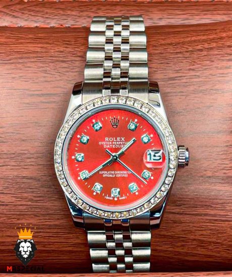 ساعت مچی زنانه رولکس دیت جاست استیل قاب نگین 5886 ROLEX DATEJUST