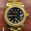 ساعت مچی زنانه رولکس دیت جاست طلایی قاب نگین 5887 ROLEX DATEJUST