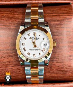 ساعت مچی زنانه رولکس دیت جاست اتوماتیک استیل رزگلد صفحه سفید 5809 ROLEX DATEJUST