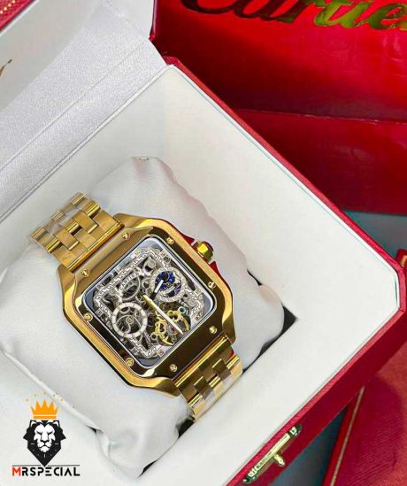 ساعت مچی مردانه کارتیر سانتوس طلایی اتومات CARTIER 0819