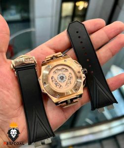 ساعت مچی مردانه هابلوت کهکشانی پشت شیشه ای HUBLOT Sang Bleu 0986