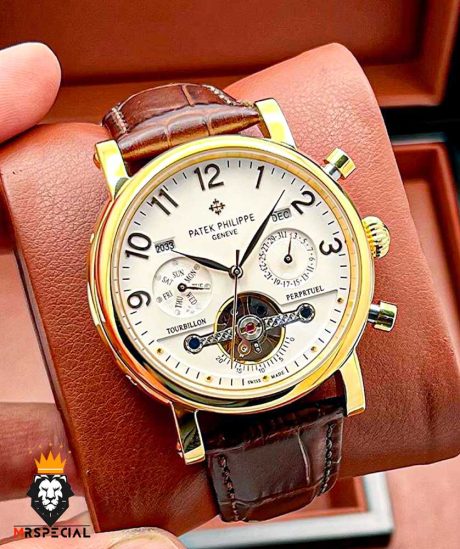 ساعت مچی مردانه پتک فیلیپ چرمی طلایی Patek Philippe 0898