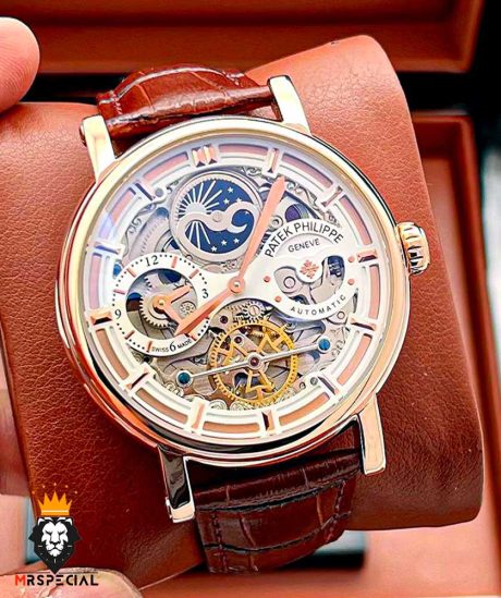 ساعت مچی مردانه پتک فیلیپ چرمی رزگلد Patek Philippe 0894