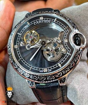 ساعت مچی مردانه کارتیر با قاب حکاکی اتومات 0964 cartier balen blue