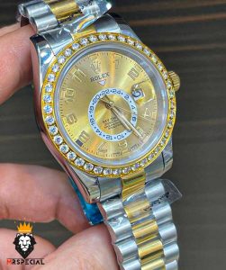 ساعت مچی مردانه رولکس اسکای دالر اتوماتیک قاب نگین 0982 Rolex Sky Dweller diamond