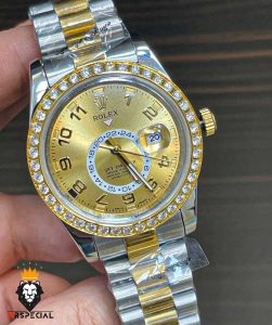 ساعت مچی مردانه رولکس اسکای دالر اتوماتیک قاب نگین 0982 Rolex Sky Dweller diamond