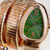ساعت مچی زنانه بولگاری ماری دستبندی رزگلد نگین دار BVLGARI SERPENTI TUBOGAS 01090