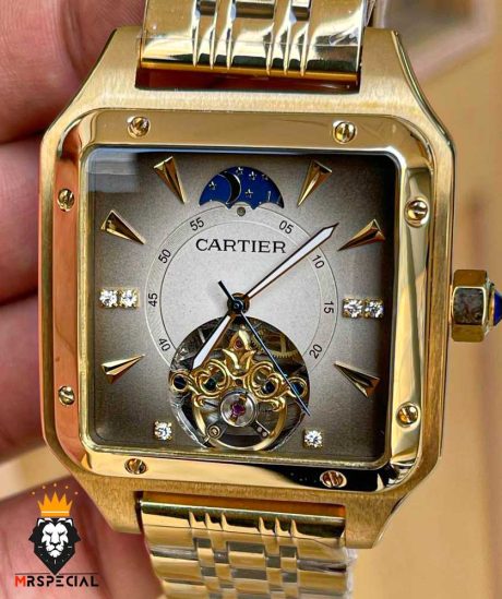 ساعت مچی مردانه کارتیر سانتوس طلایی اتومات CARTIER 01077