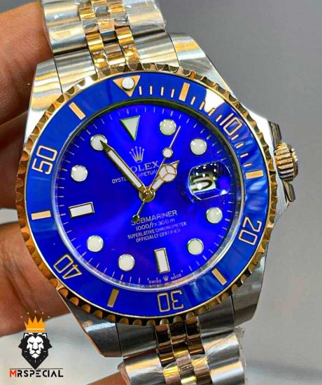 ساعت مچی مردانه رولکس ساب مارینر صفحه ابی استیل دو رنگرزگلد 01027 Rolex Sub mariner