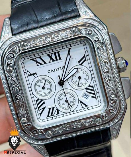 ساعت مچی زنانه کارتیر سانتوس حکاکی کرنوگراف 01142 Cartier Santos100