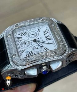 ساعت مچی زنانه کارتیر سانتوس حکاکی کرنوگراف 01142 Cartier Santos100