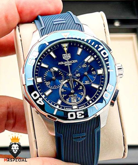 ساعت مچی مردانه تگ هویر بند رابر ابی 01118 TAG HEUER AQUA RACER