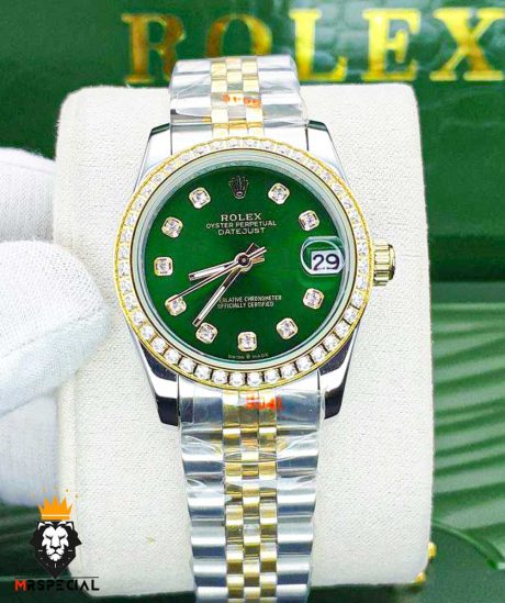 ساعت مچی زنانه رولکس دیت جاست قاب نگین سایز متوسط 01230 ROLEX DATEJUST