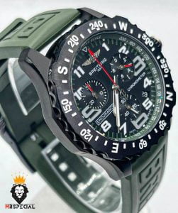 ساعت مچی مردانه برایتلینگ بند رابر سبز کرنوگراف BREITLING 01342