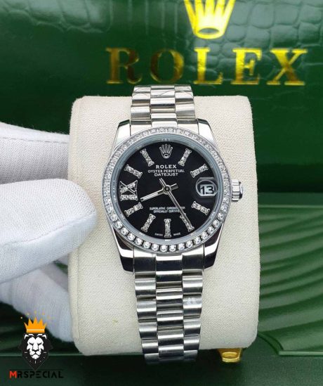 ساعتمچی زنانه رولکس دیت جاست نگین دار سایز متوسط 01491 ROLEX DATEJUST