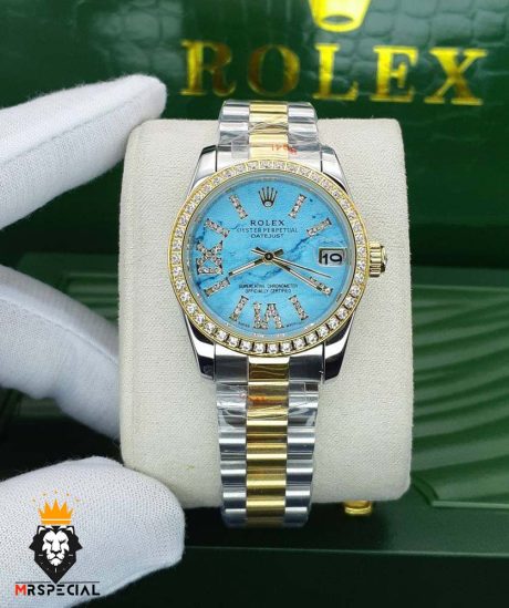 ساعتمچی زنانه رولکس دیت جاست نگین دار سایز متوسط 01487 ROLEX DATEJUST