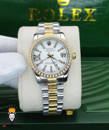 ساعتمچی زنانه رولکس دیت جاست نگین دار سایز متوسط 01486 ROLEX DATEJUST