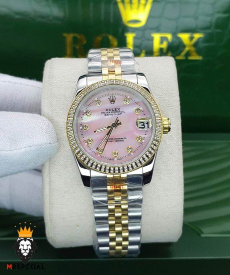 ساعتمچی زنانه رولکس دیت جاست نگین دار سایز متوسط 01474 ROLEX DATEJUST