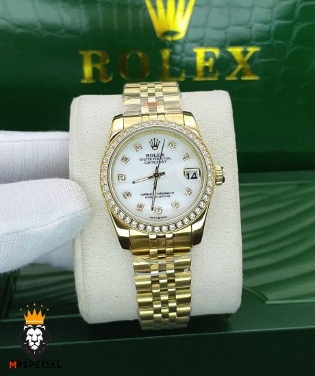 ساعتمچی زنانه رولکس دیت جاست نگین دار سایز متوسط 01480 ROLEX DATEJUST