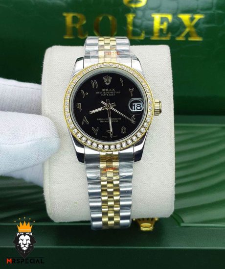 ساعتمچی زنانه رولکس دیت جاست نگین دار سایز متوسط 01479 ROLEX DATEJUST